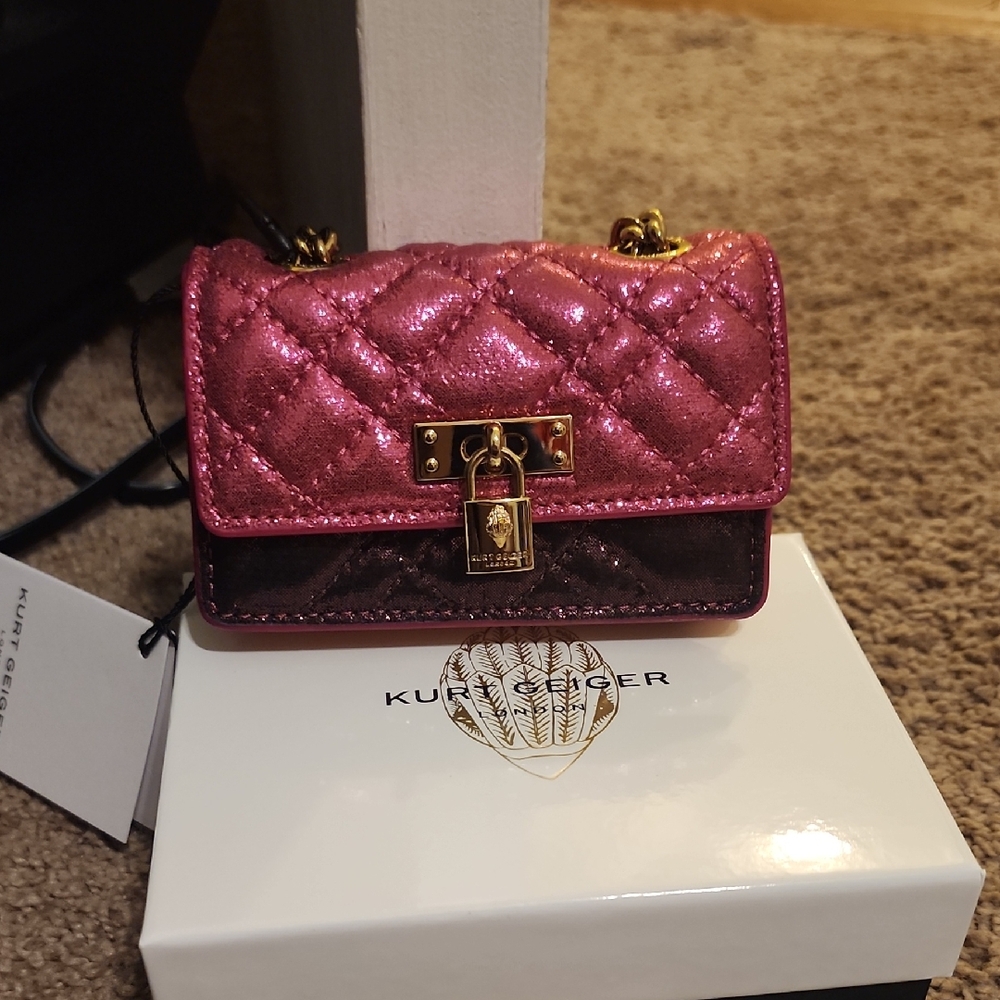 Kurt Geiger Metallic Pink Quilted Mini Bag